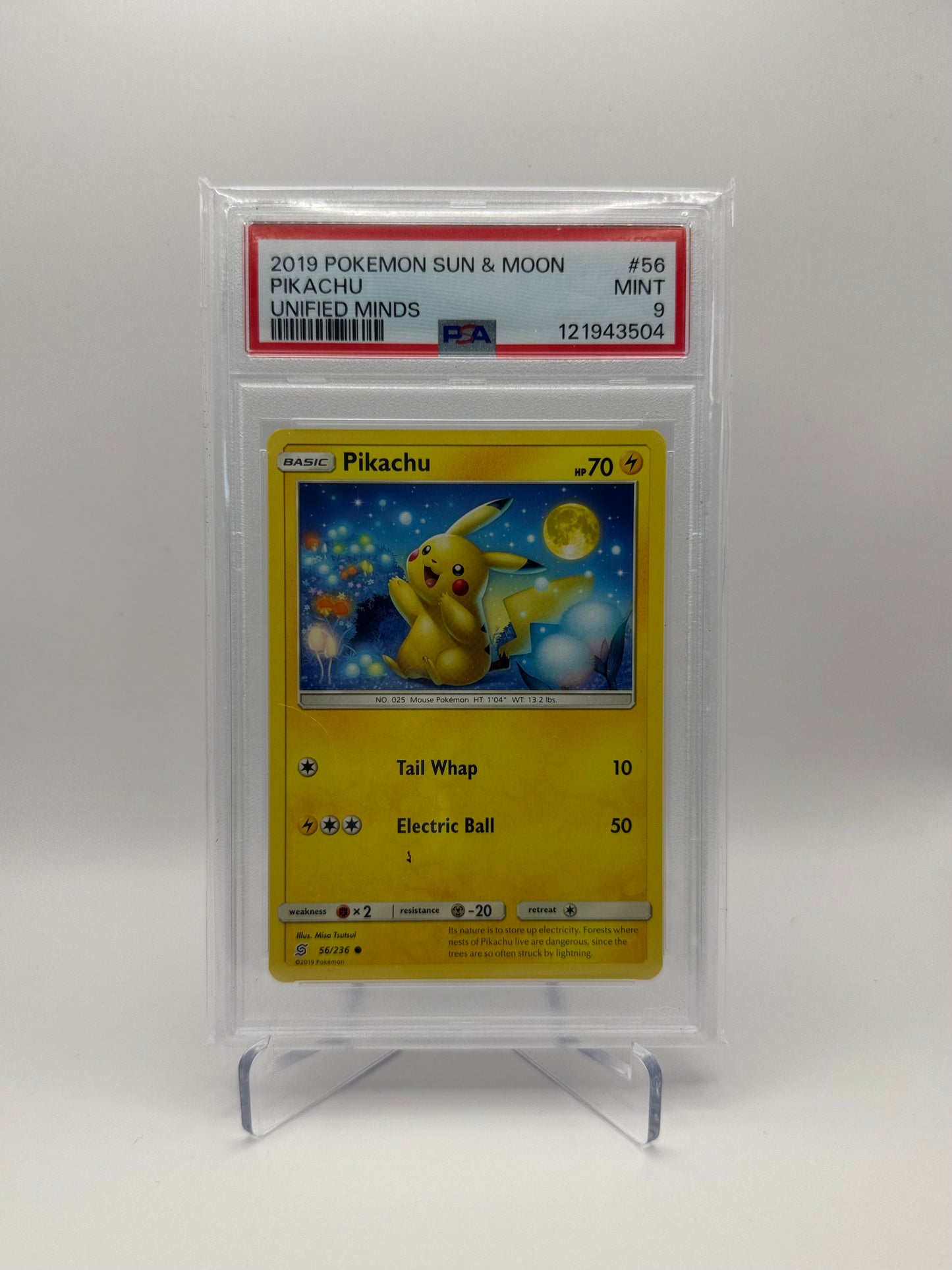 Pikachu #56 Pokemon Sun & Moon Unified Minds PSA 9 Mint