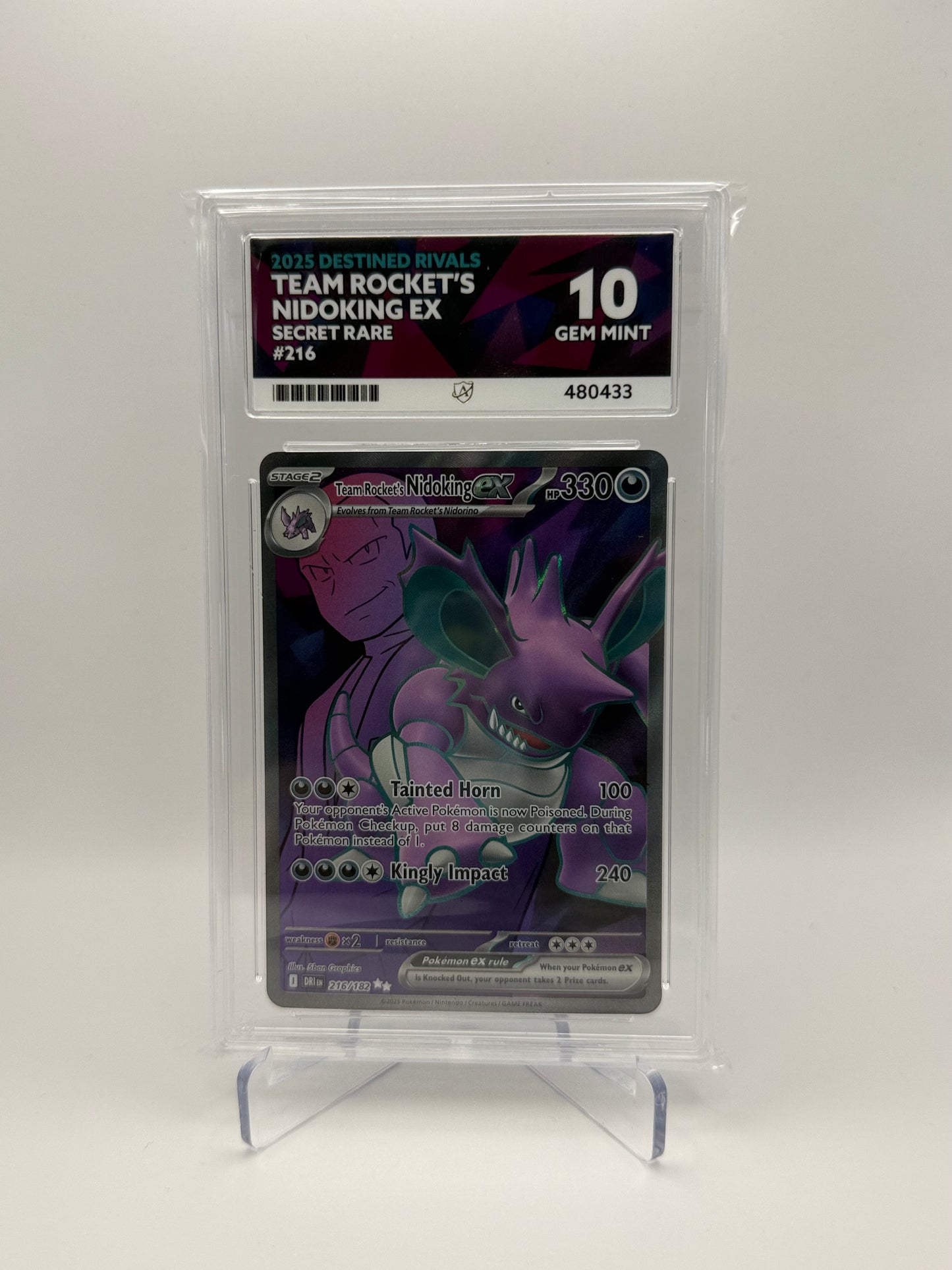 Team Rocket's Nidoking EX #216 Destined Rivals Ace 10 Gem Mint