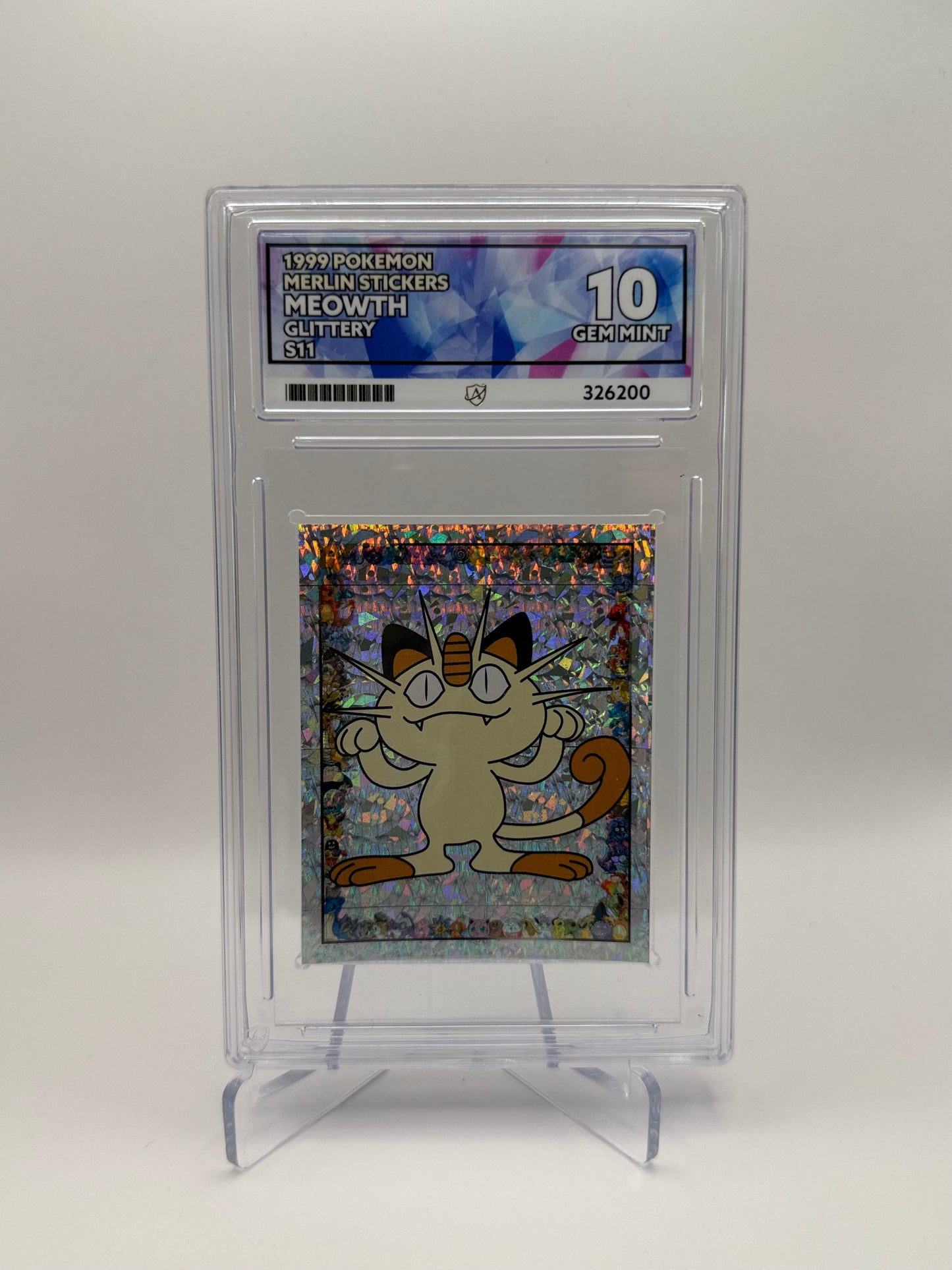 Meowth #S11 1999 Merlin Stickers Glittery Ace 10 Gem Mint