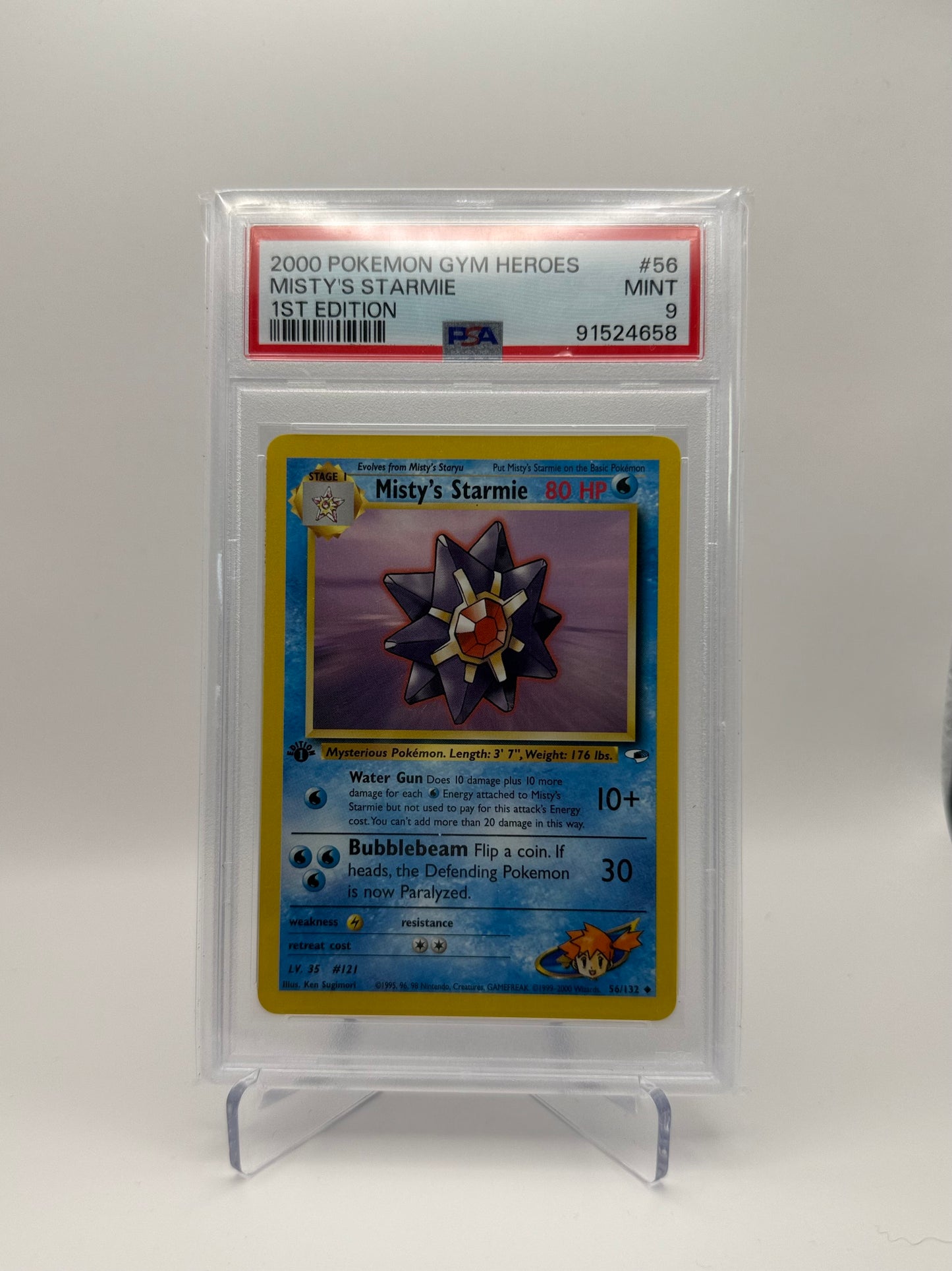 Misty's Starmie #56 Gym Heroes 1st Edition PSA 9 Mint