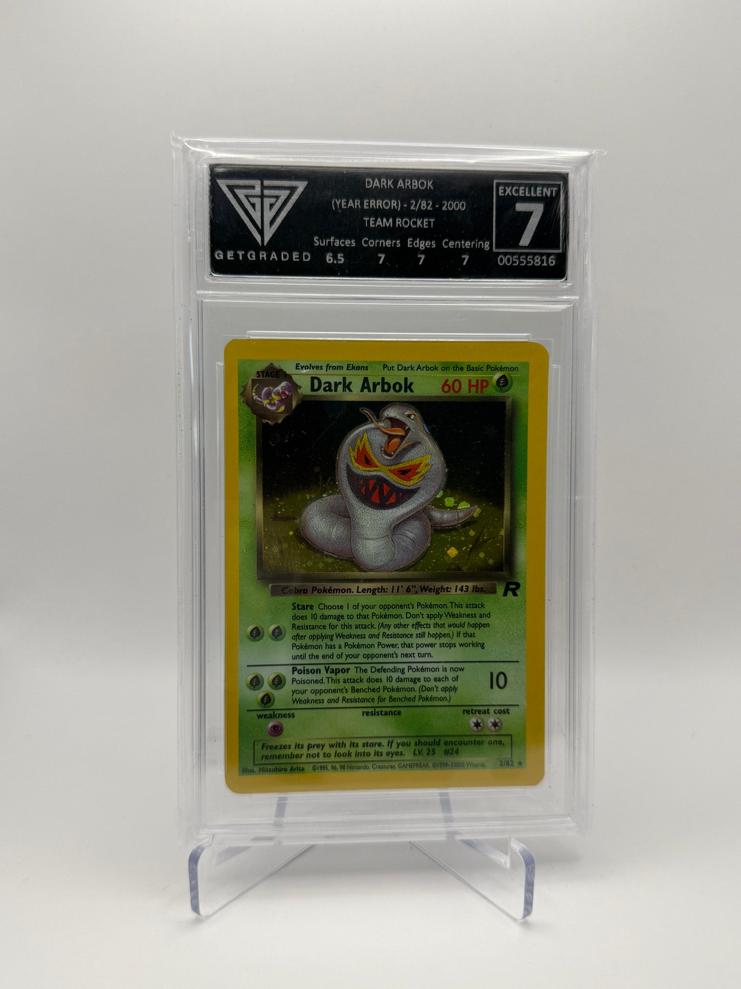 Dark Arbok #2 Team Rocket Year Error Get Graded 7 Excellent